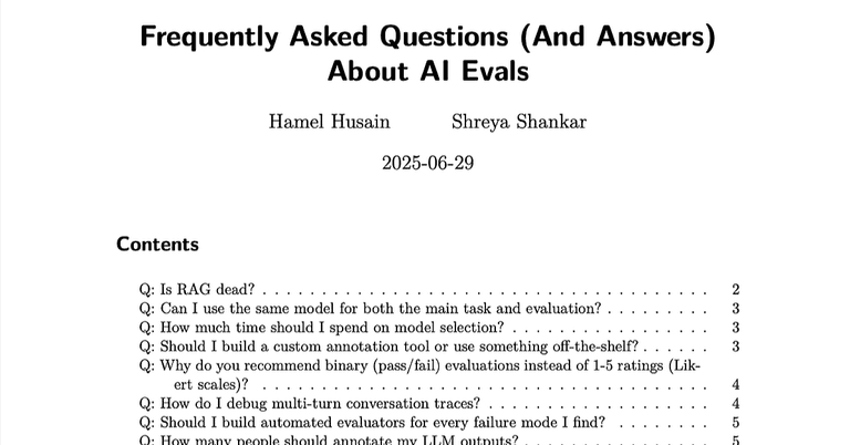 Frequently Asked Questions (And Answers) About AI Evals cover image
