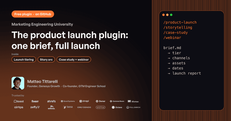 The product launch plugin: plan a full launch from one brief in Claude Code cover image