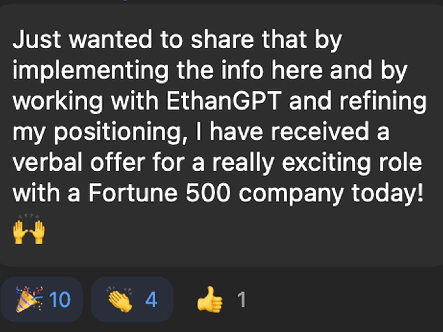 Fortune 500 job offer