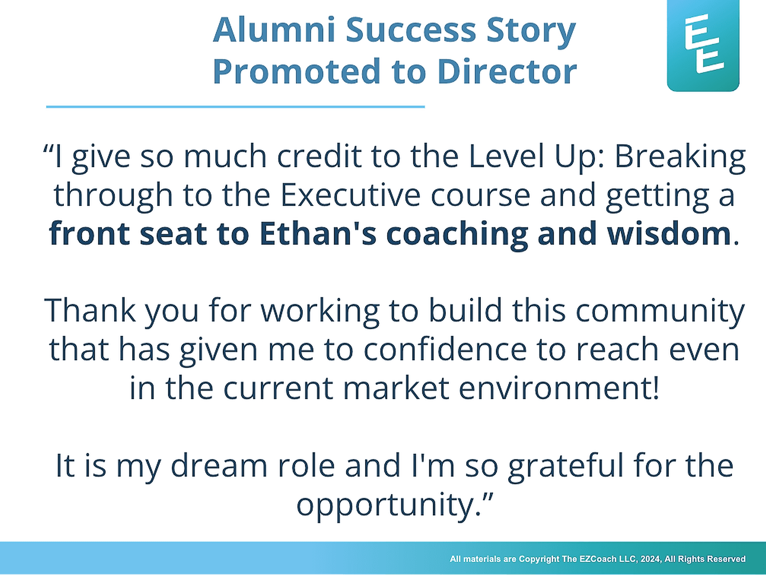 Alumni Success Story - Promoted to Director