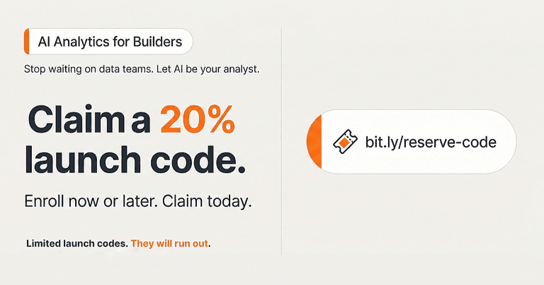 Claim your launch code for AI Analytics for Builders cover image