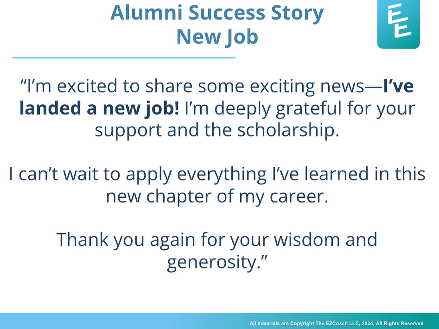 Alumni Success Story - New Job