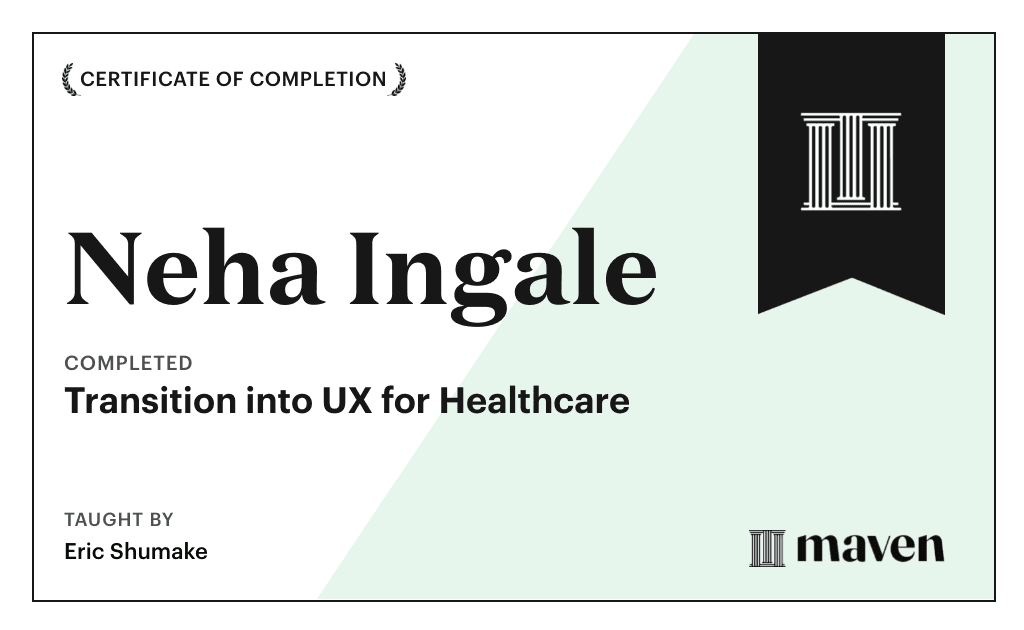 Certificate for Transition into UX for Healthcare