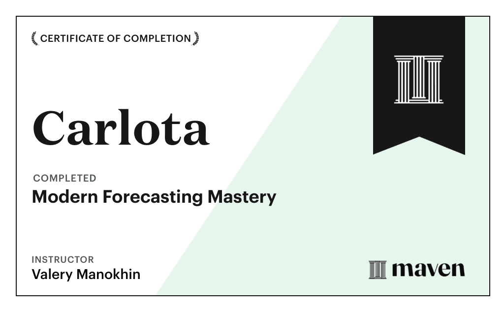 Certificate for Modern Forecasting Mastery