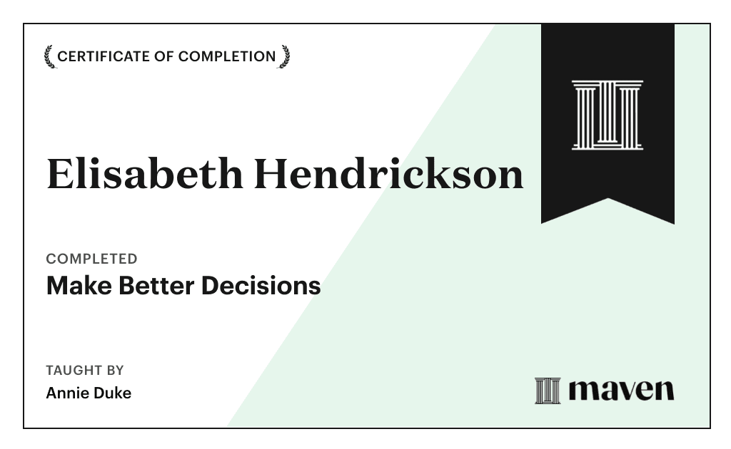 Certificate for Make Better Decisions