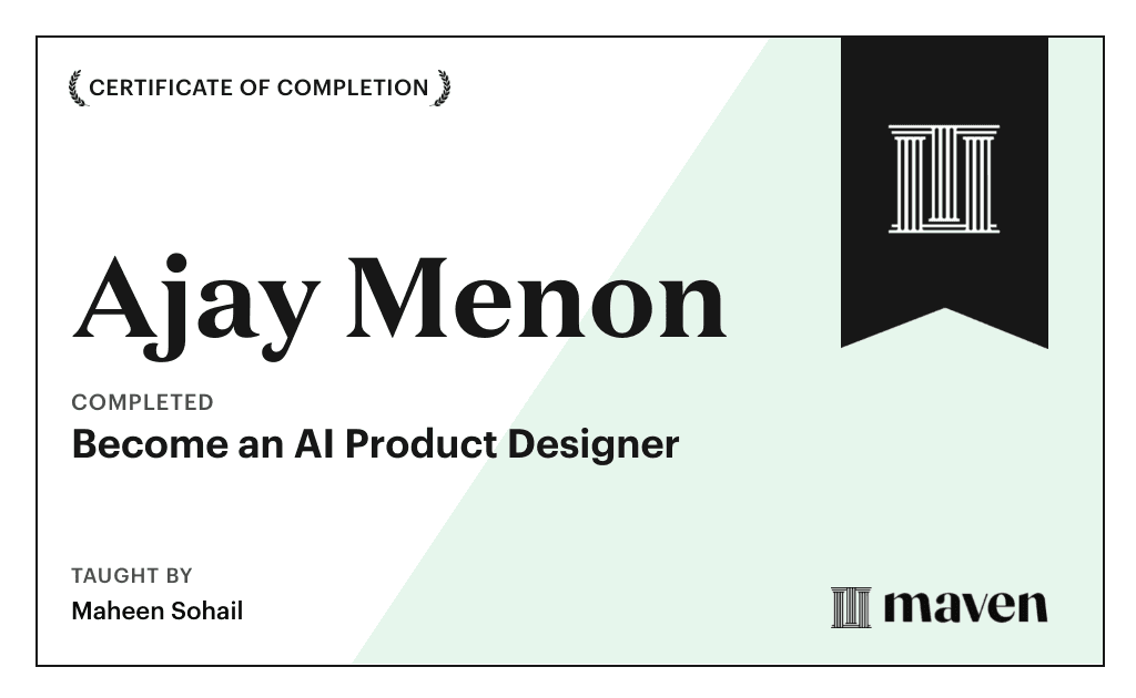 Certificate for Become an AI Product Designer