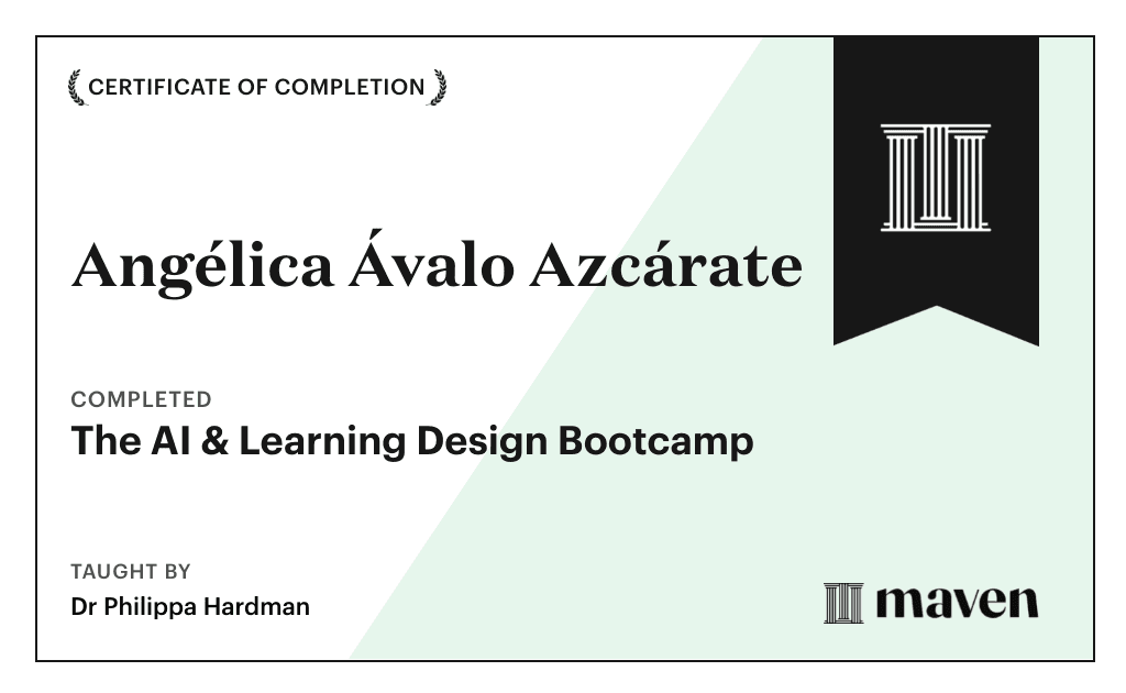 Certificate for The AI & Learning Design Bootcamp