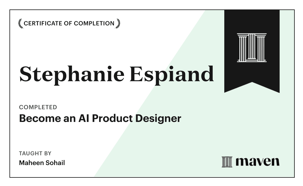 Certificate for Become an AI Product Designer