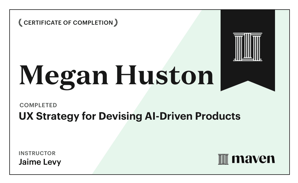 Certificate for UX Strategy for Devising AI-Driven Products