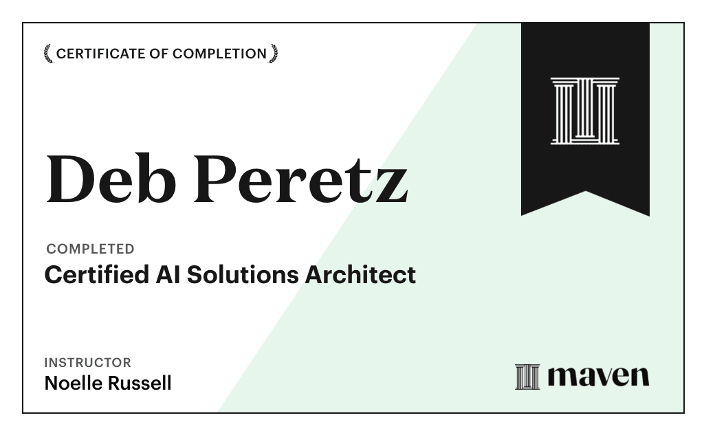 Certificate for Certified AI Solutions Architect