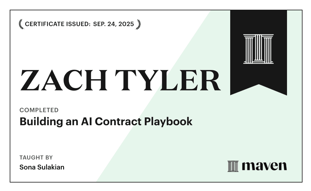 Certificate for Building an AI Contract Playbook