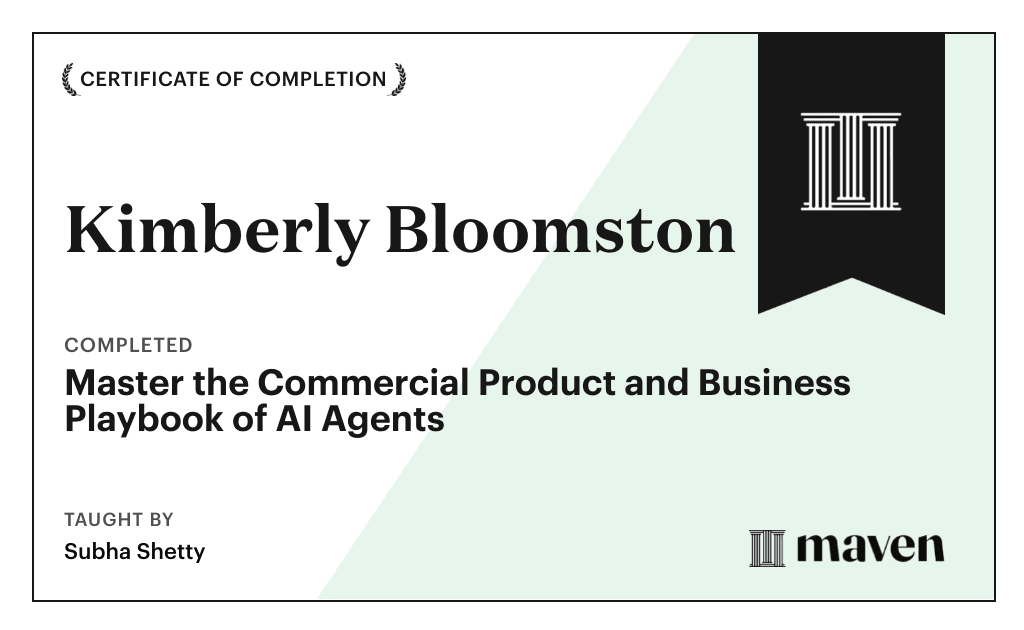 Certificate for Master the Commercial Product and Business Playbook of AI Agents