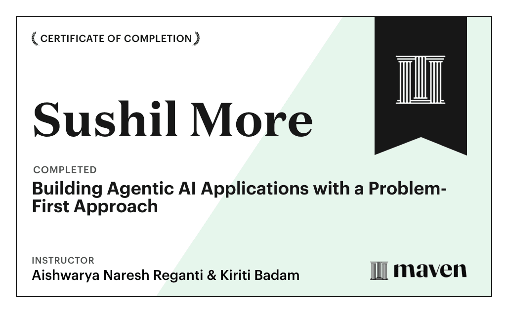 Certificate for Building Agentic AI Applications with a Problem-First Approach