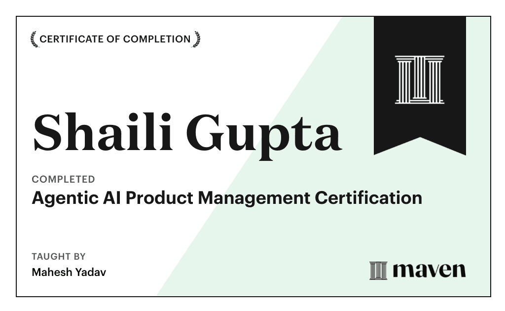 Certificate for Agentic AI Product Management Certification