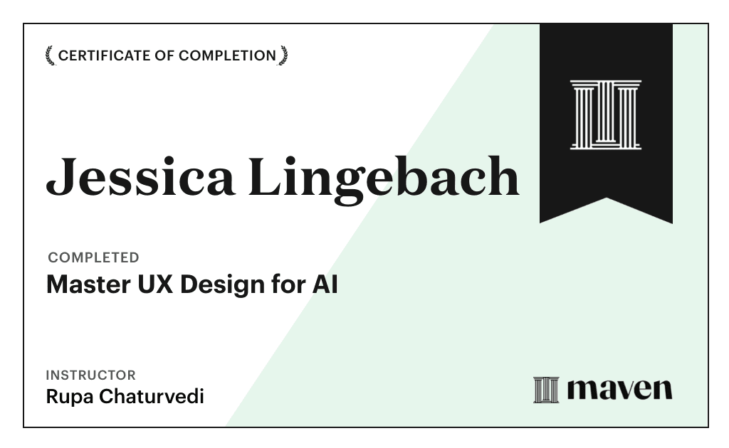 Certificate for Master UX Design for AI