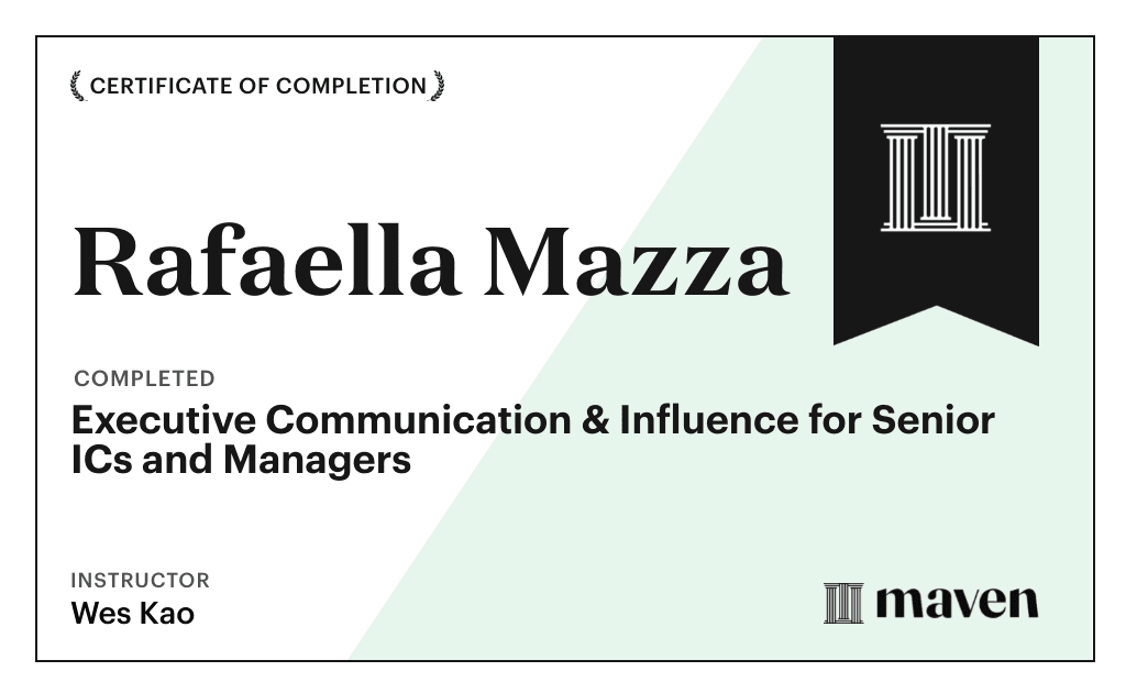 Certificate for Executive Communication & Influence for Senior ICs and Managers