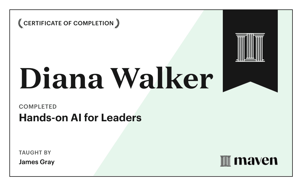 Certificate for Hands-on AI for Leaders