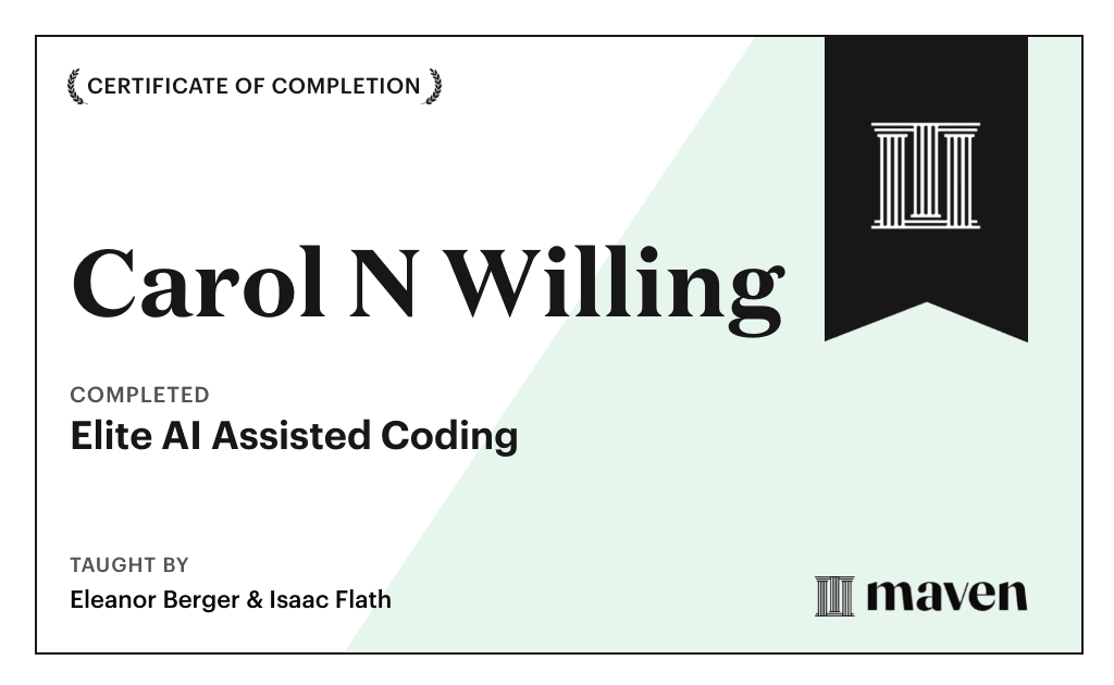 Certificate for Elite AI Assisted Coding