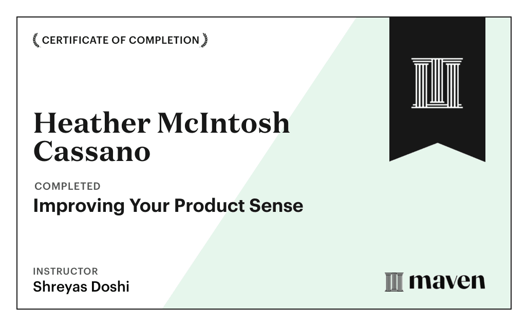 Certificate for Improving Your Product Sense