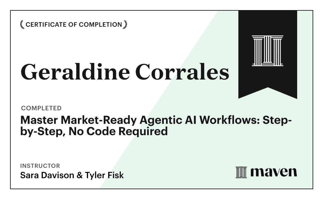 Certificate for Master Market-Ready Agentic AI Workflows: Step-by-Step, No Code Required