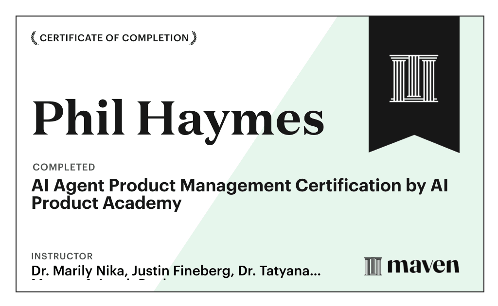 Certificate for AI Agent Product Management Certification by AI Product Academy