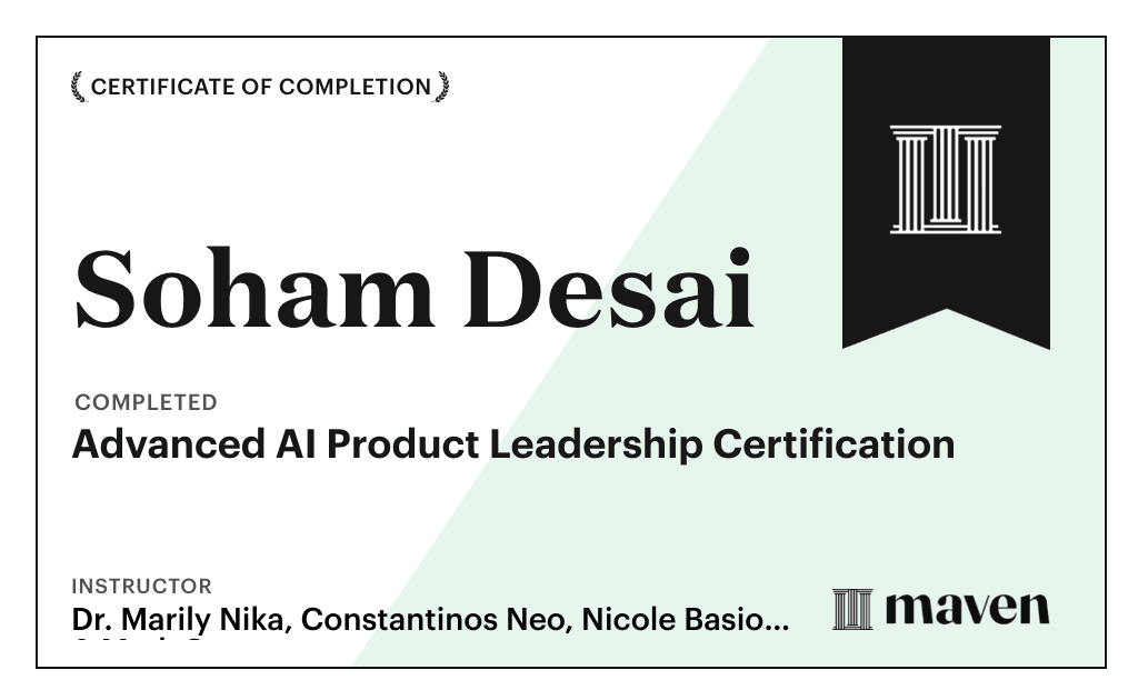 Certificate for Advanced AI Product Leadership Certification