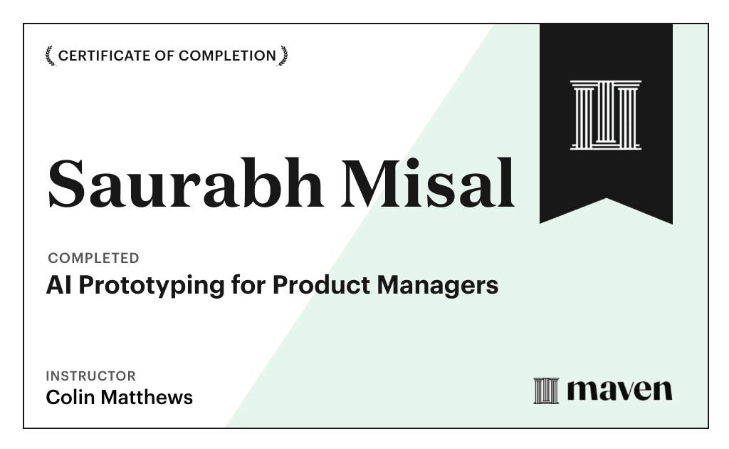 Certificate for AI Prototyping for Product Managers