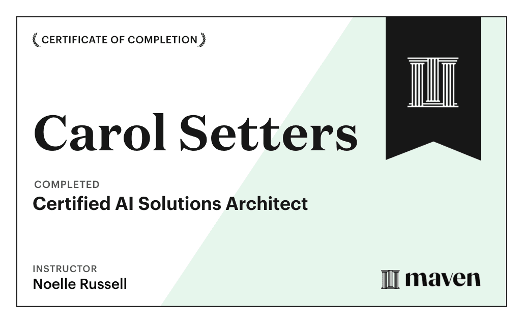 Certificate for Certified AI Solutions Architect