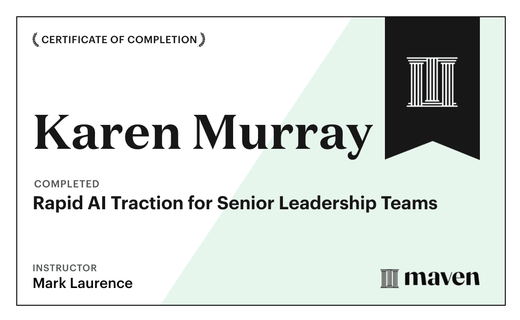 Certificate for Rapid AI Traction for Senior Leadership Teams