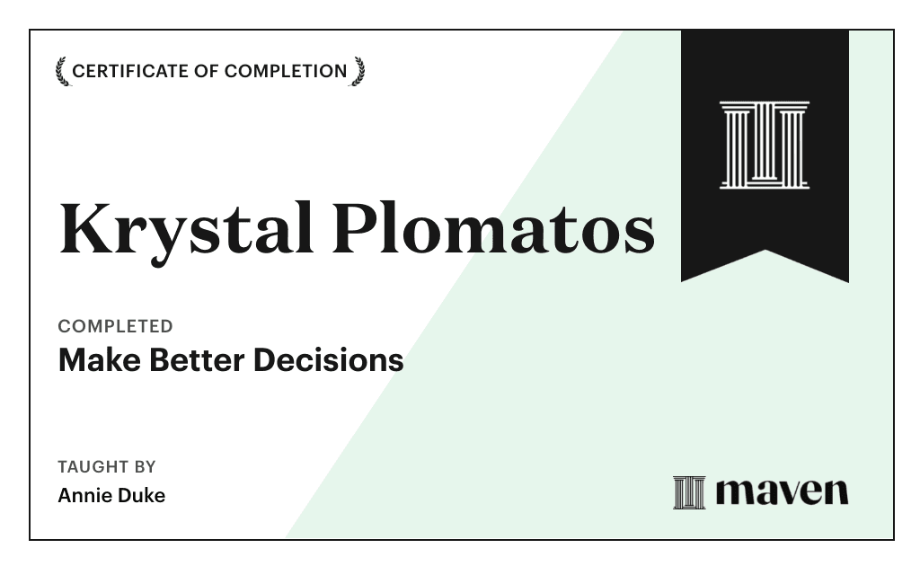 Certificate for Make Better Decisions
