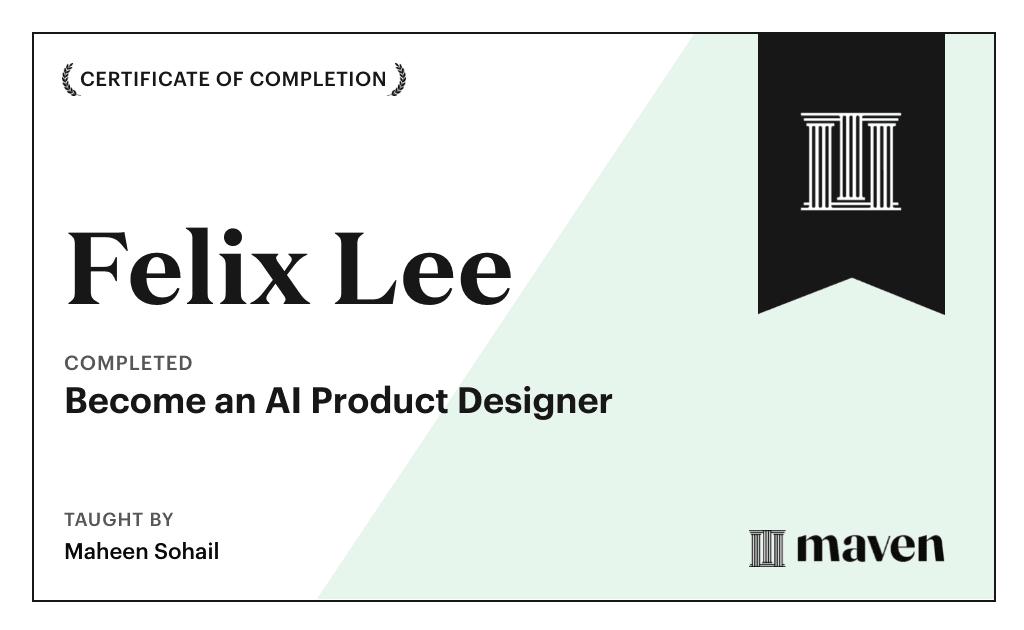 Certificate for Become an AI Product Designer