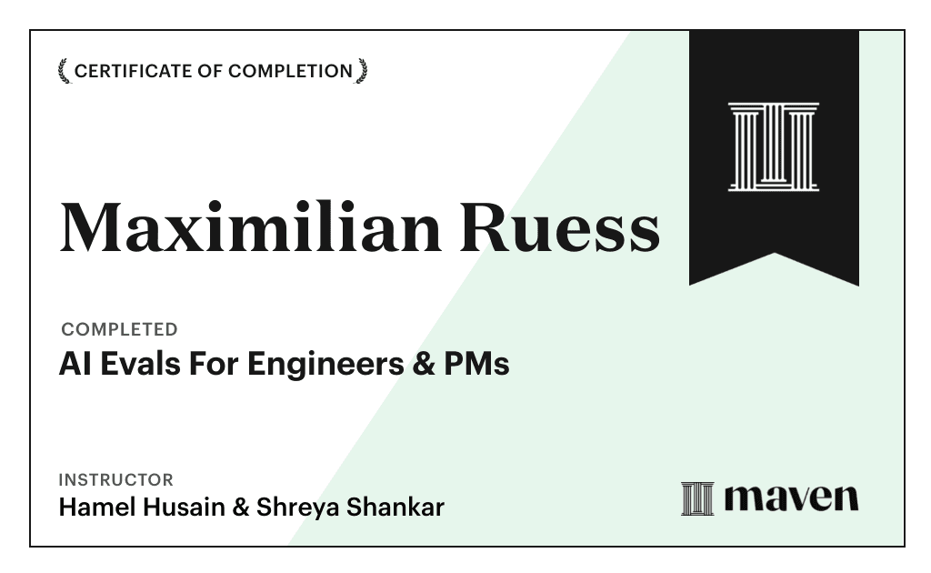 Certificate for AI Evals For Engineers & PMs