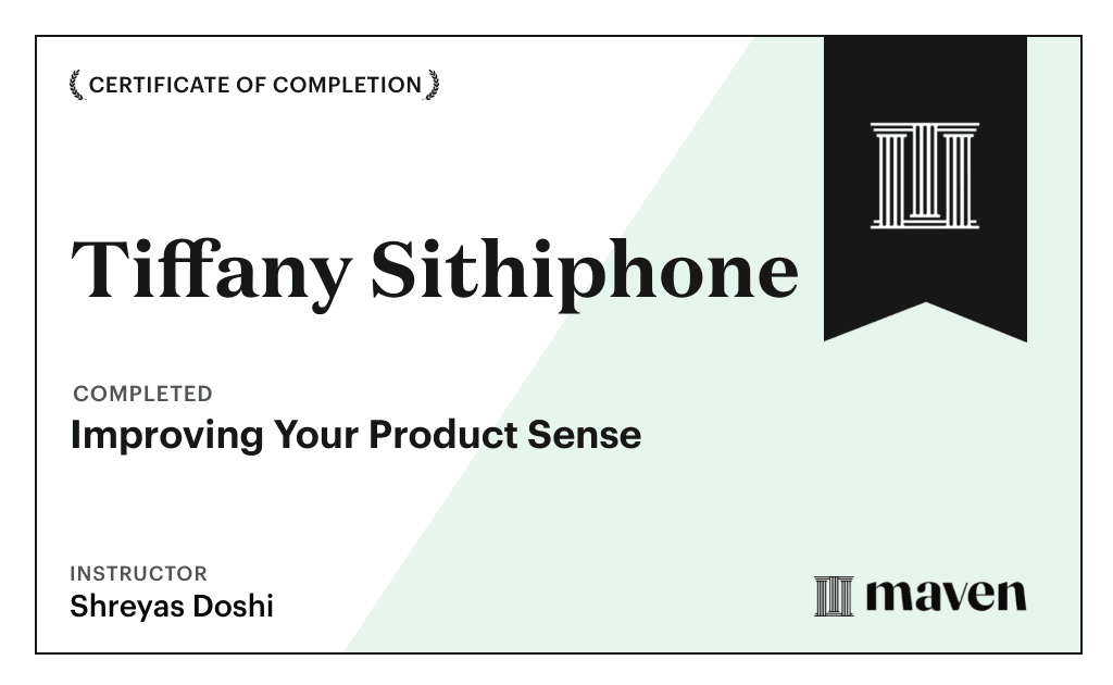 Certificate for Improving Your Product Sense