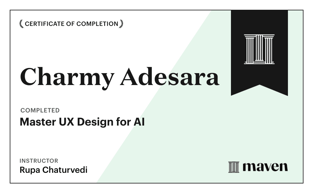 Certificate for Master UX Design for AI