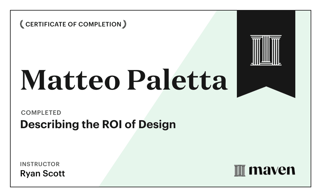 Certificate for Describing the ROI of Design