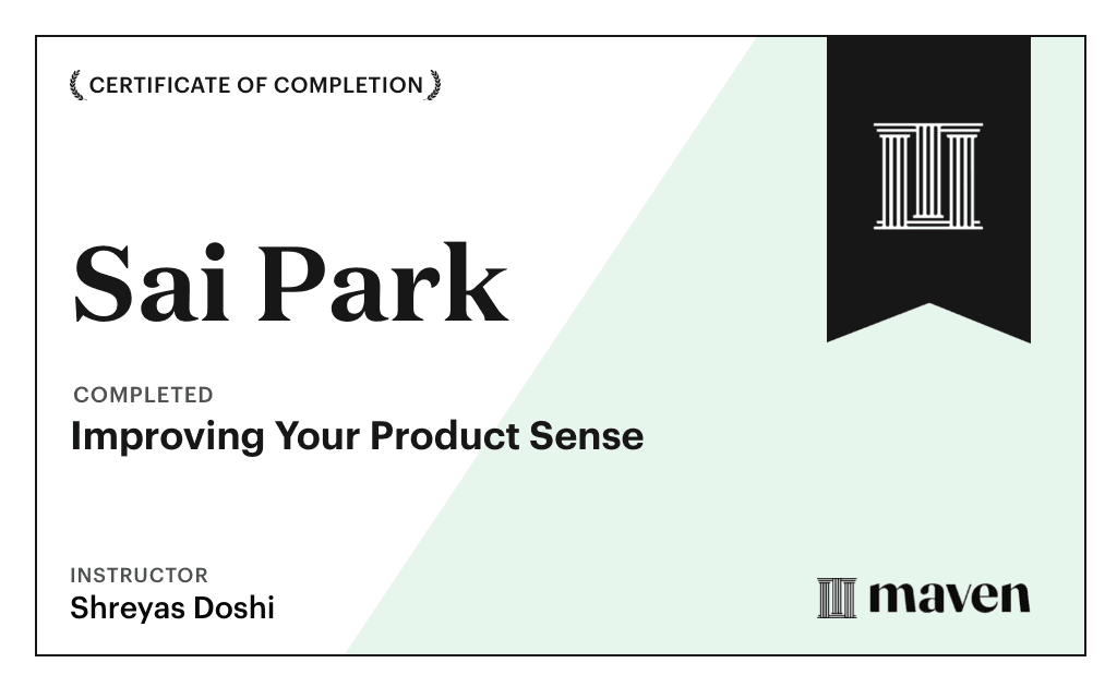 Certificate for Improving Your Product Sense