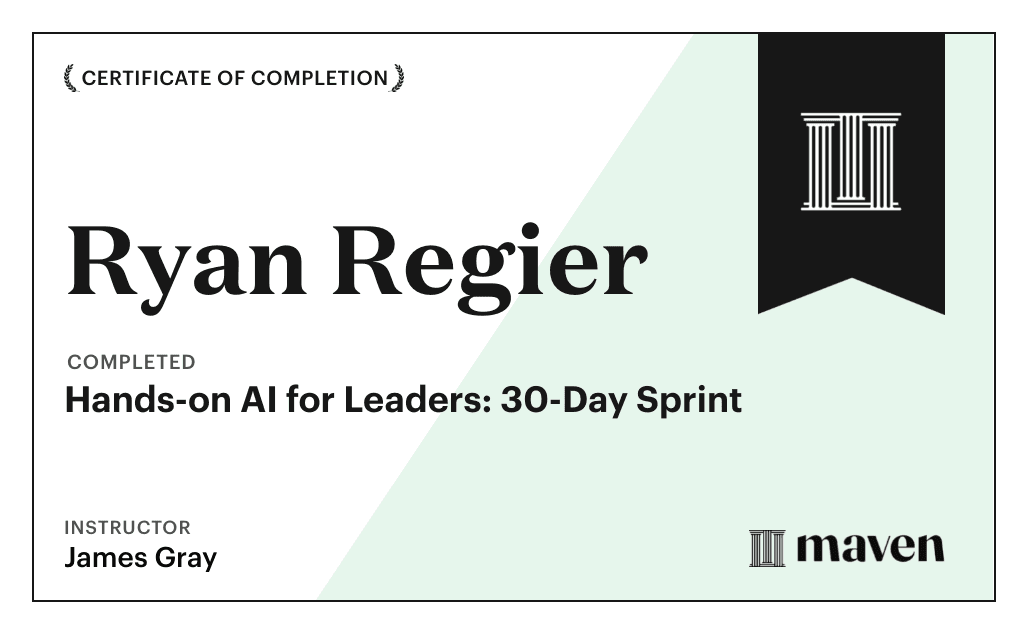 Certificate for Hands-on AI for Leaders