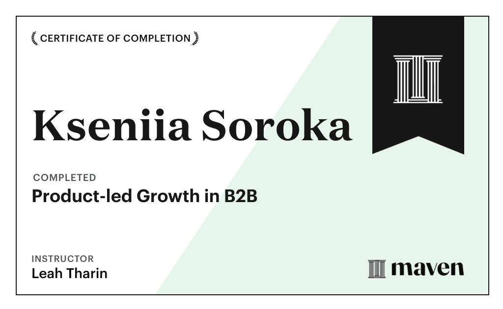 Certificate for Product-led Growth in B2B