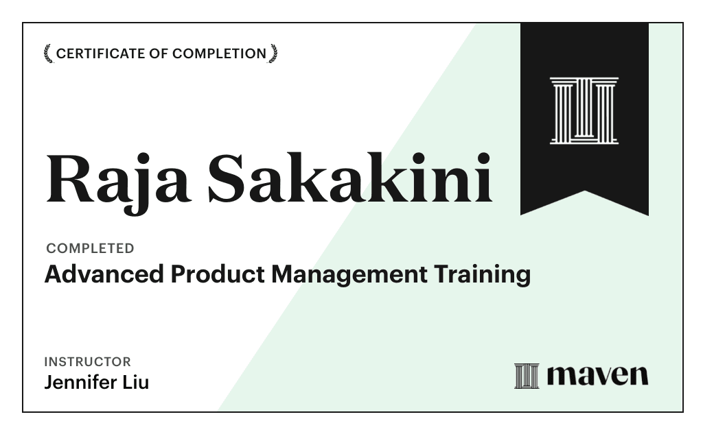 Certificate for Advanced Product Management Training