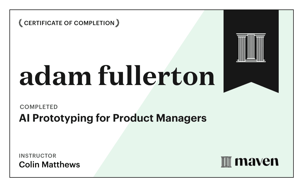 Certificate for AI Prototyping for Product Managers