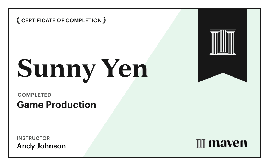 Certificate for Game Production