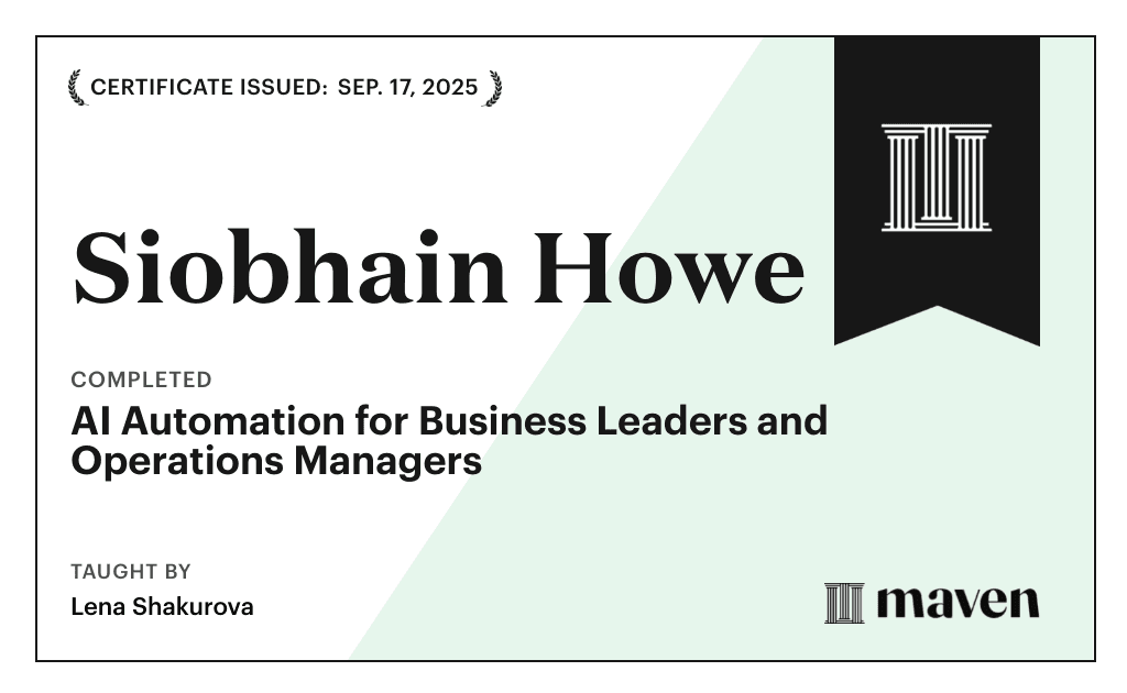 Certificate for AI Automation for Business Leaders and Operations Managers
