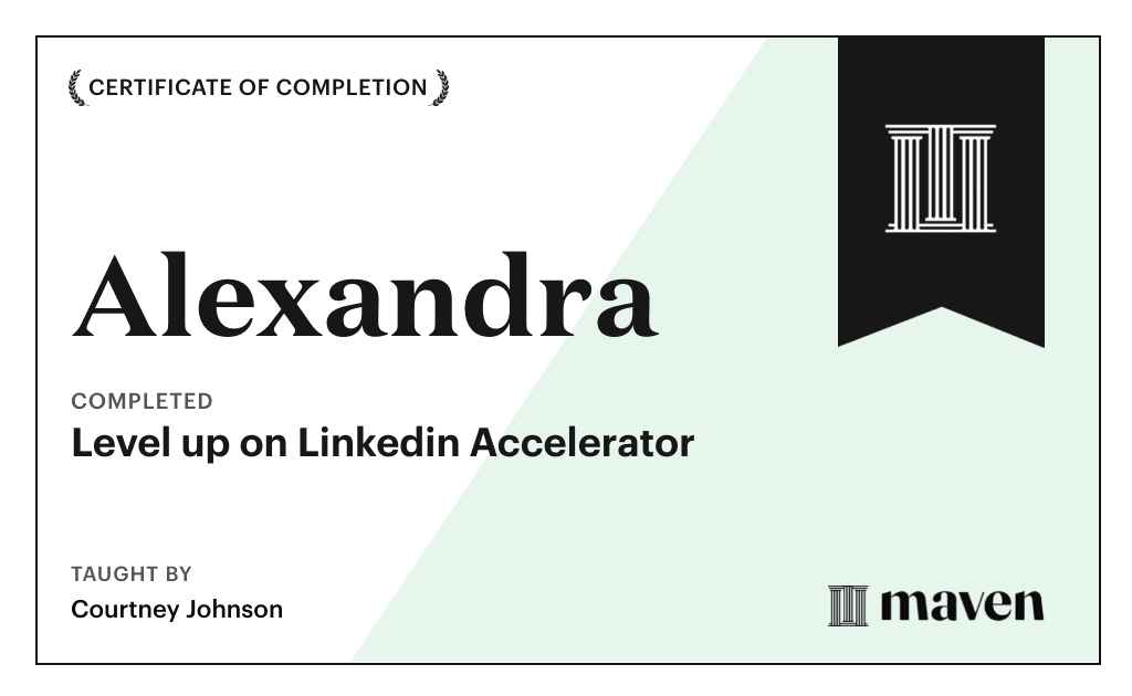 Certificate for Level up on Linkedin Accelerator