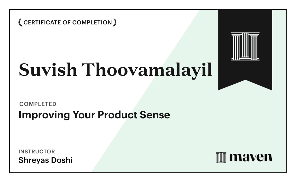 Certificate for Improving Your Product Sense