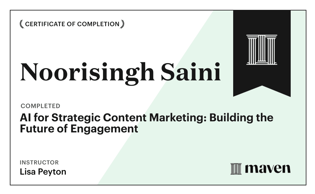 Certificate for AI for Strategic Content Marketing: Building the Future of Engagement
