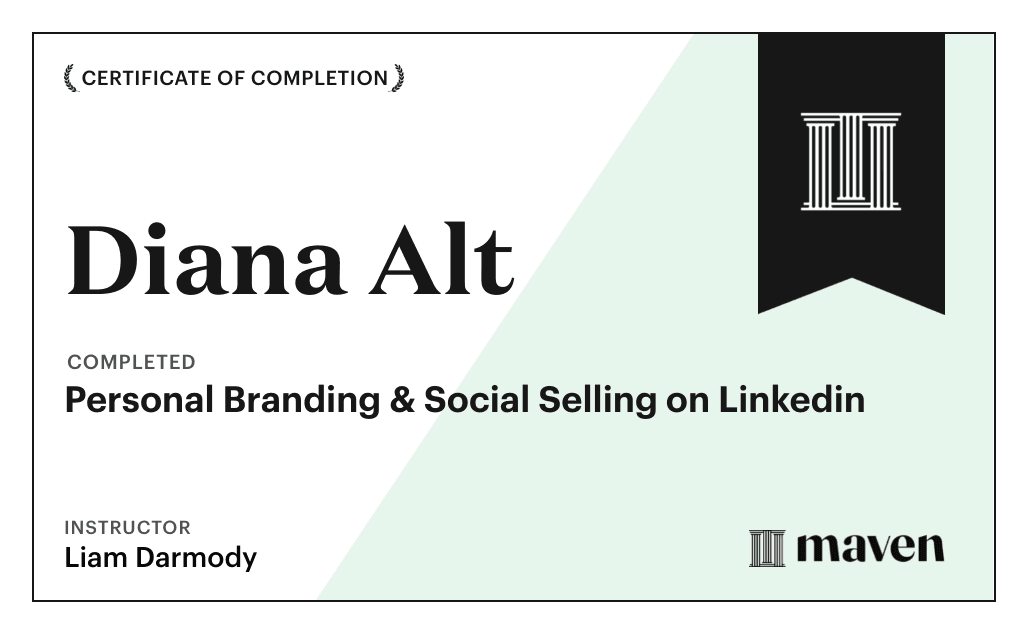 Certificate for Personal Branding & Social Selling on Linkedin