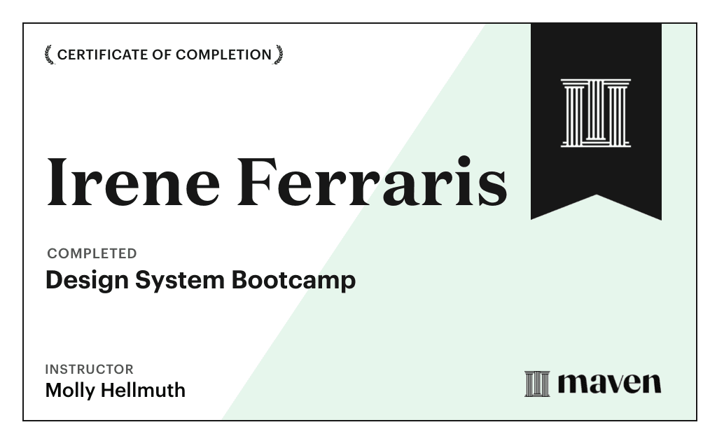 Certificate for Design System Bootcamp
