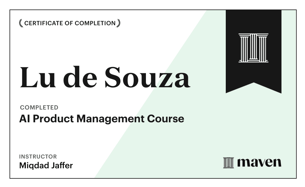 Certificate for AI Product Management Course