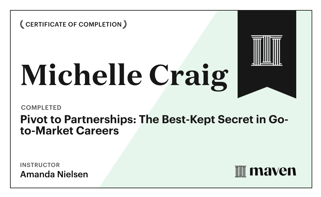 Certificate for Pivot to Partnerships: The Best-Kept Secret in Go-to-Market Careers