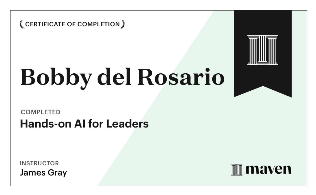Certificate for Hands-on AI for Leaders